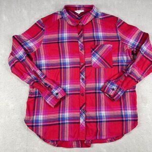 Orvis Button Shirt Women's Large Red Plaid Flannel Long Sleeve Top Pocket Adult